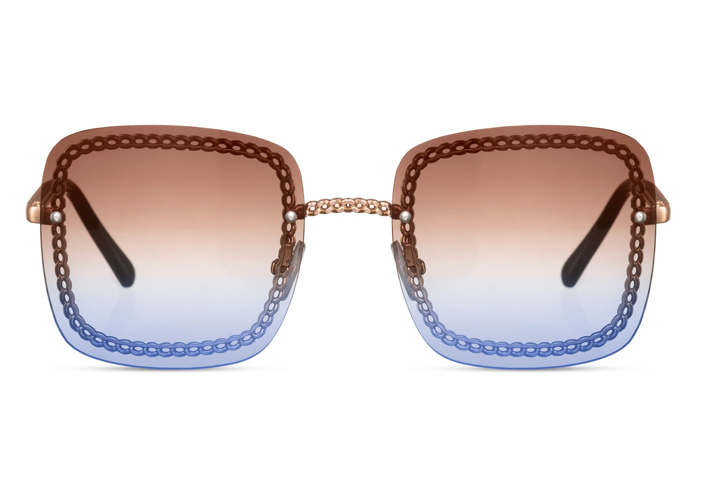 Blau-goldene Oversize-Sonnenbrille