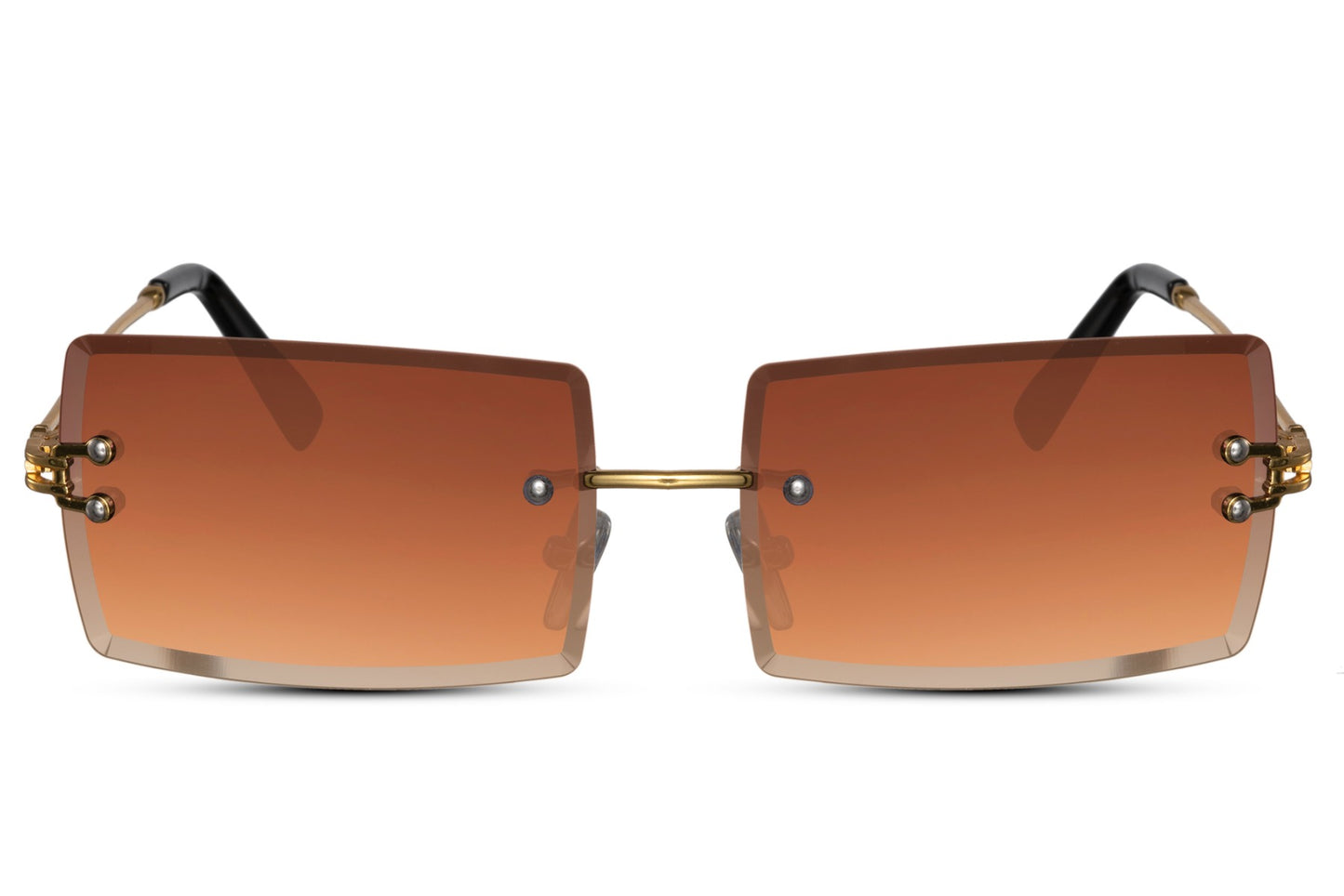 Brown Rimless Rectangle Sunglasses