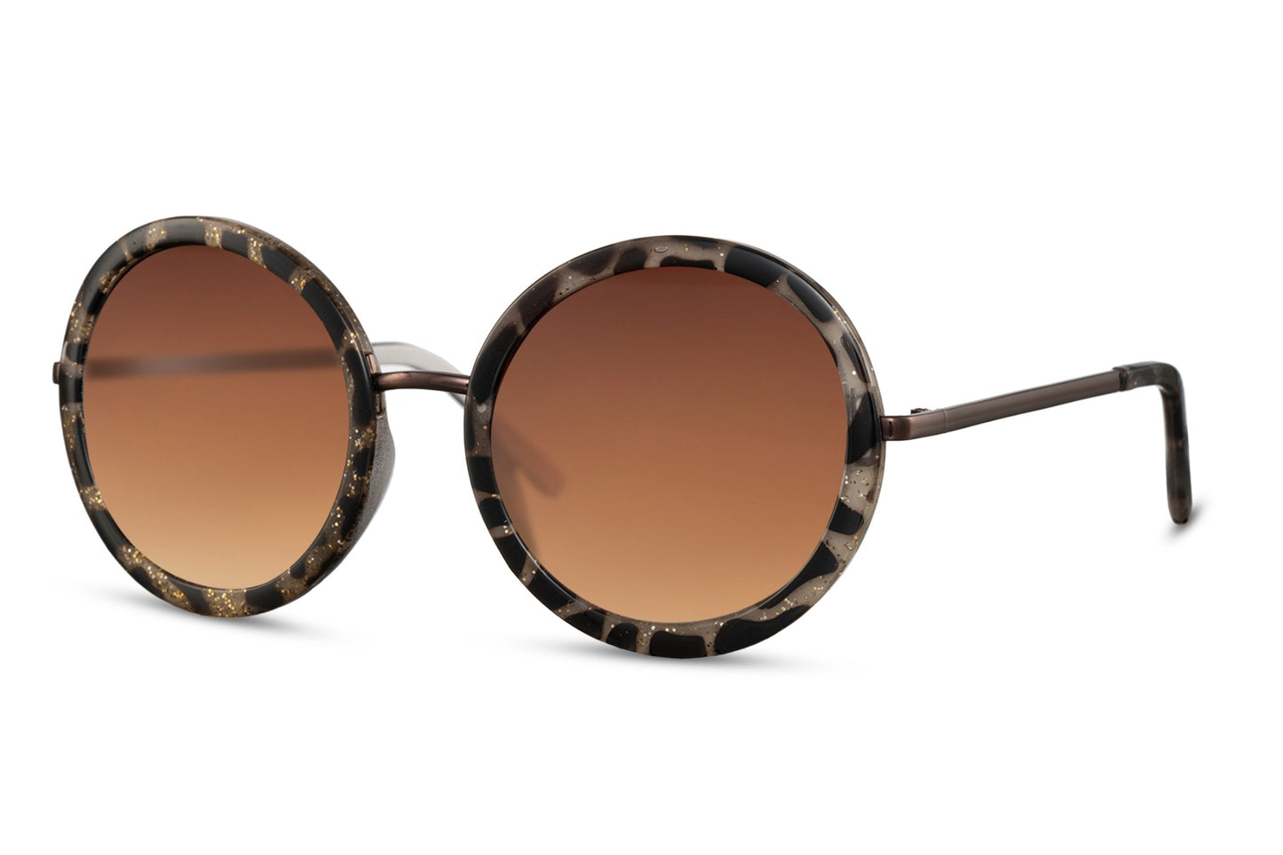Brown Leopard Print Frame Round Sunglasses