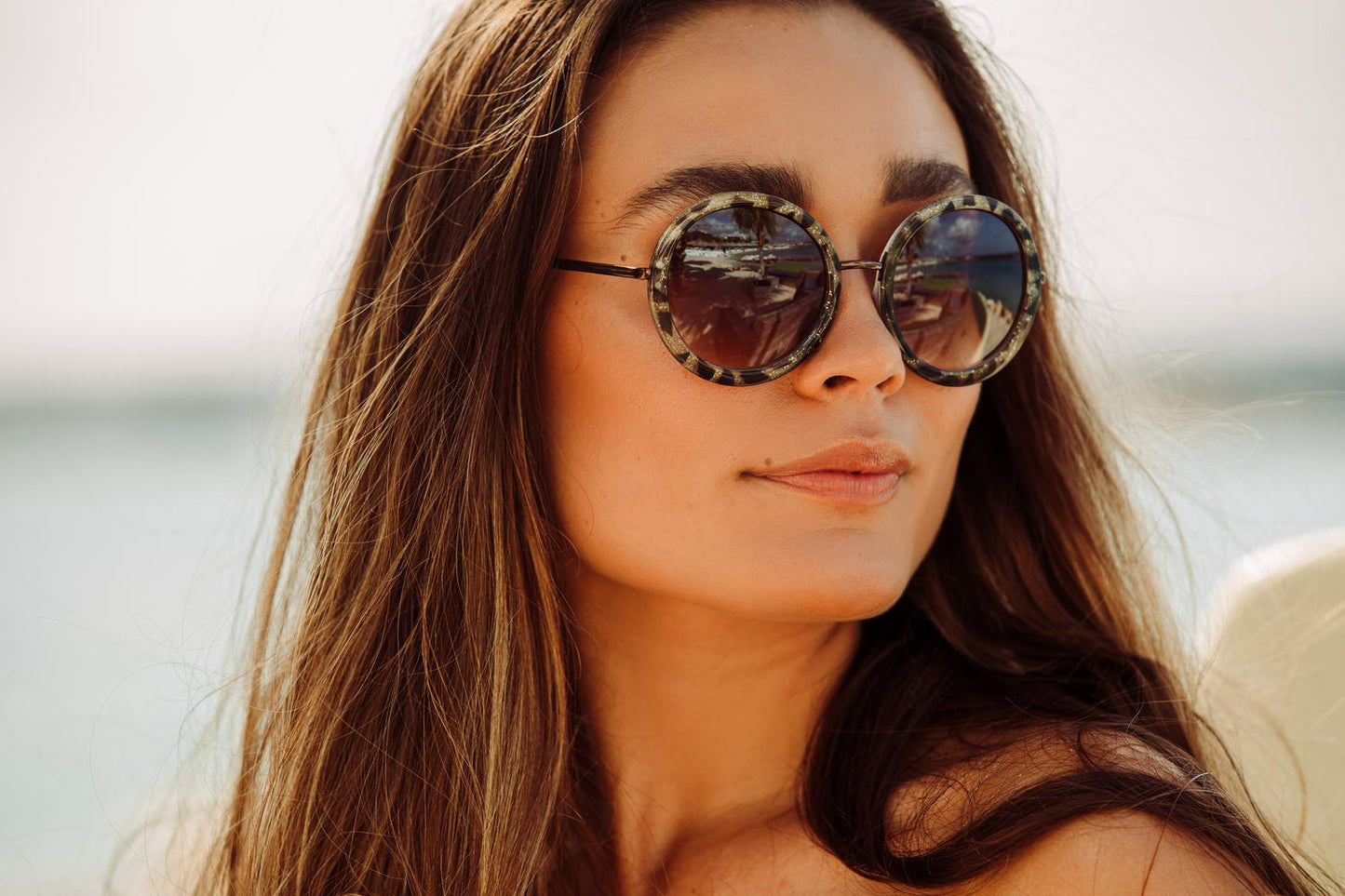 Brown Leopard Print Frame Round Sunglasses