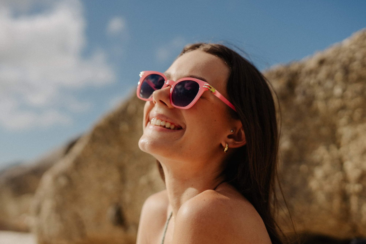 Pink Color Geometric Square Sunglass