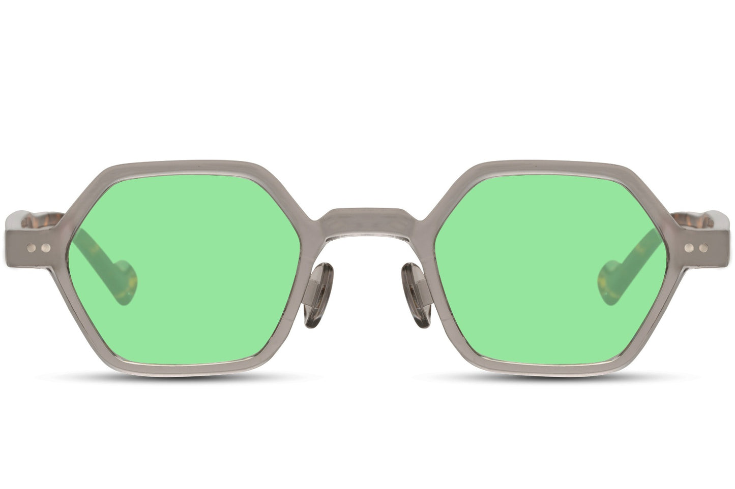Green Color Geometric Frame Round Sunglass
