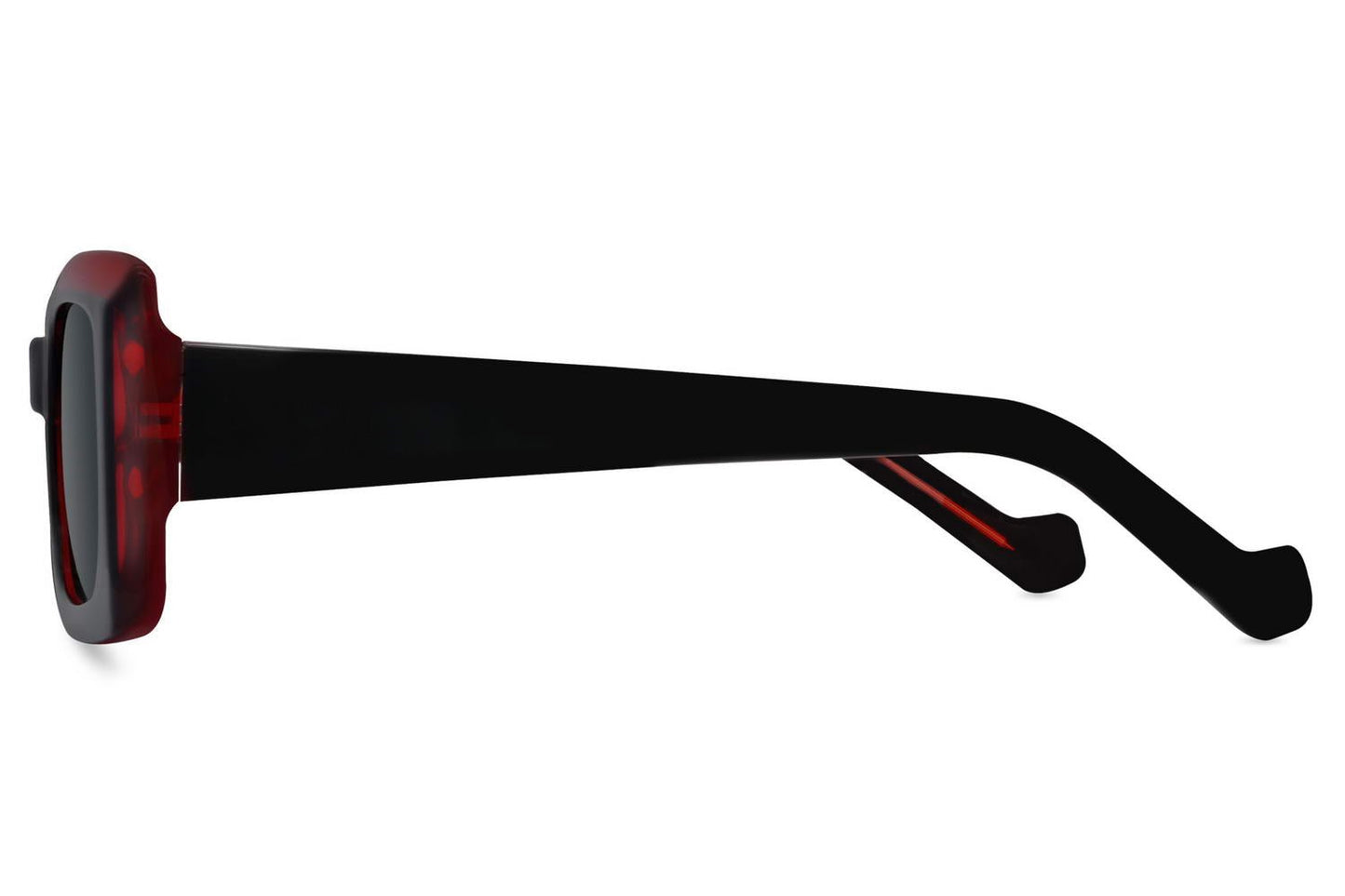 Elevate your style and protect your eyes with our Black & Red Rectangle Sunglasses. Perfect for fashion-forward individuals, these sunglasses feature a bold black frame accented with red highlights, offering a sophisticated and modern look. The polarized lenses provide sharp clarity and reduce glare, making them ideal for outdoor adventures or daily wear.