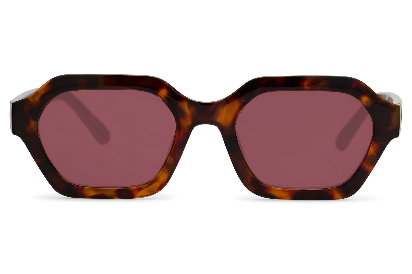 Tortoiseshell Geometric European Sunglasses- Tinted Lens