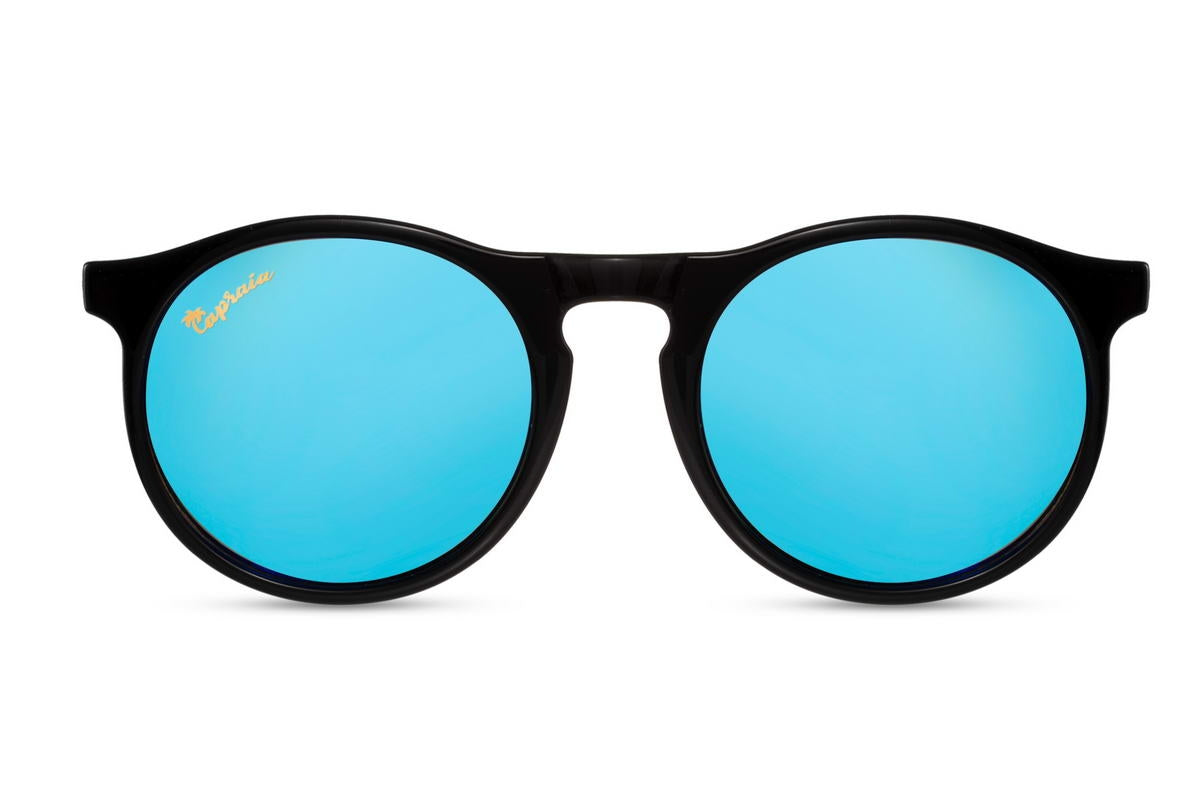 Blue Mirrored Round Sunglasses