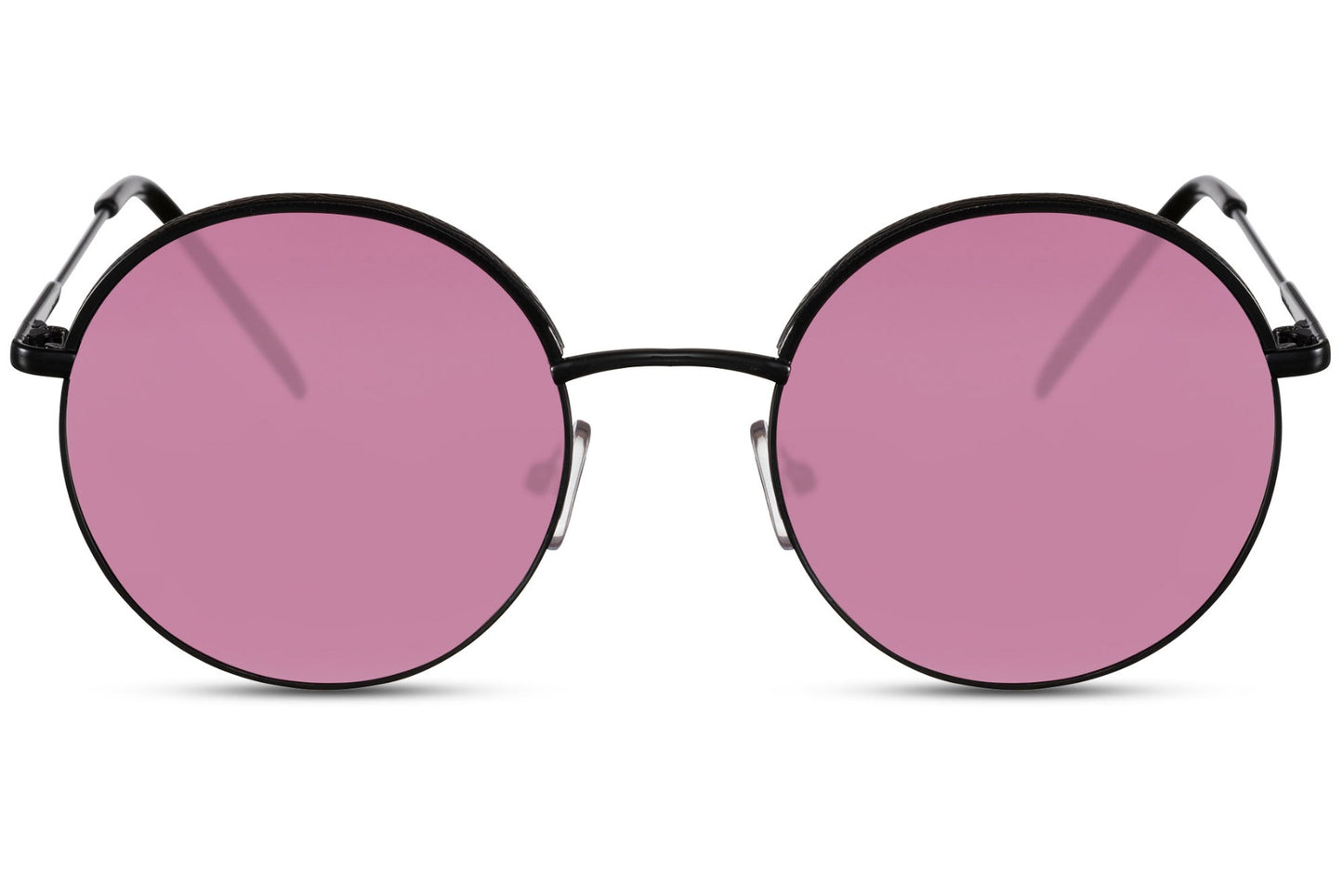 Barcelona round sunglasses silver metal frame purple pink tinted 100% recycled lens UV400 protection women bold feminine sustainable Spanish retro summer festival city beach free UK Europe shipping Sunglass Station