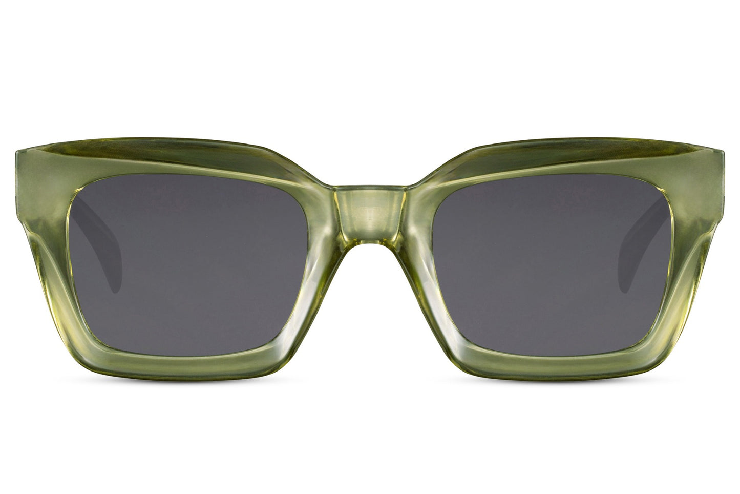 bold frame rectangle sunglasses with olive green recycled polyester frame and dark green 100% recycled UV protection lens – tone-on-tone sustainable chunky retro rectangle shades for city wear and everyday street style, free delivery across UK and Europe from Sunglass Station