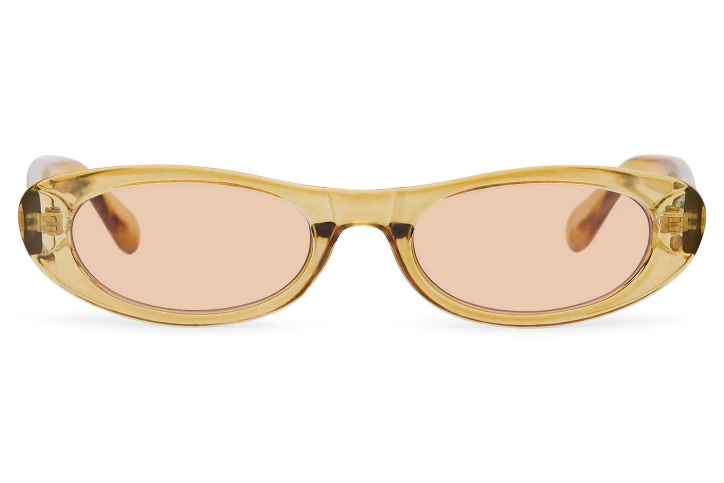 Gold peach tinted Y2K thin party sunglasses for women — summer festival and boho streetwear eyewear | Sunglass Station UK free delivery