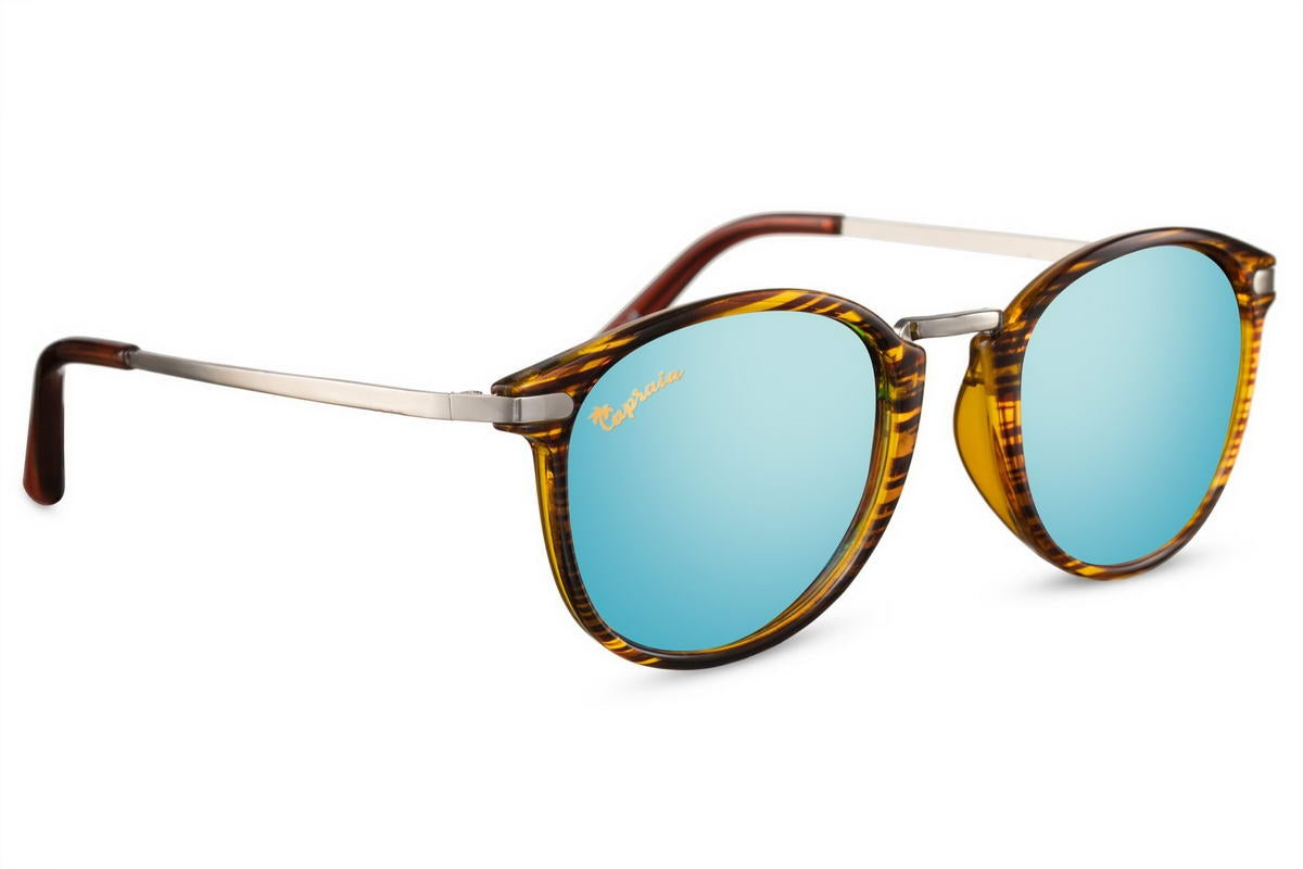 Blue Animal Print Mirrored Sunglasses