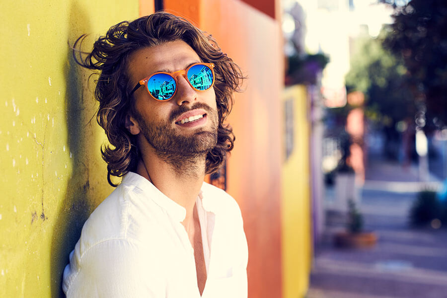 Blue Mirrored Sunglasses