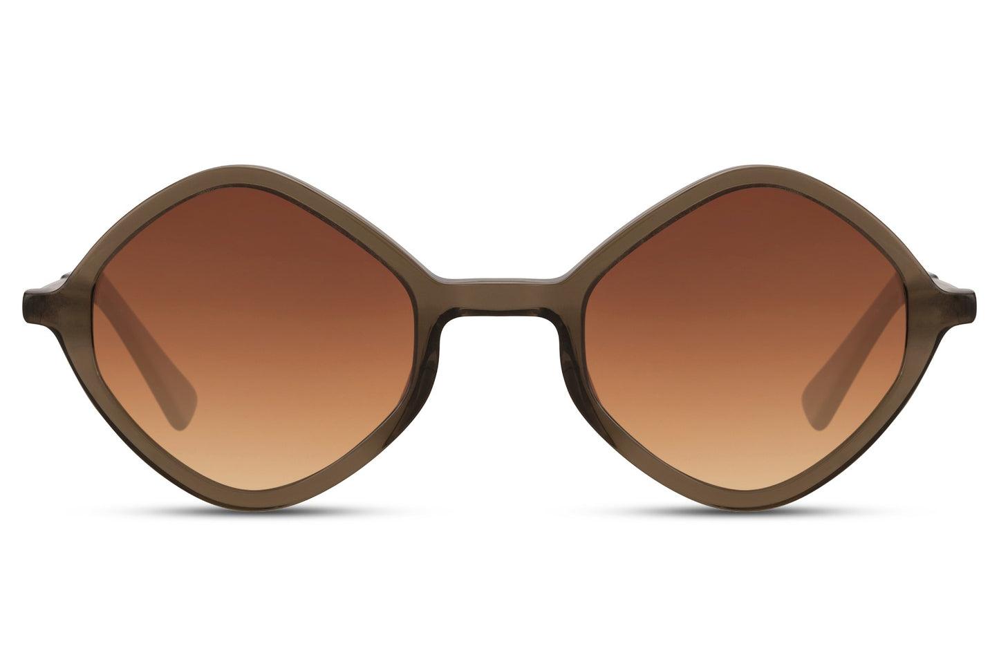 Brown Geometric Frame Round Sunglass