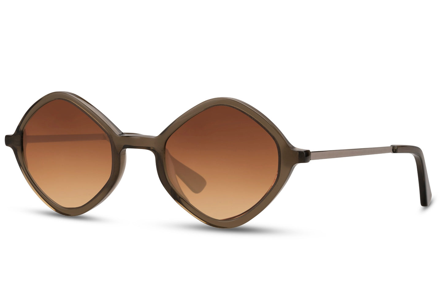 Brown Geometric Frame Round Sunglass