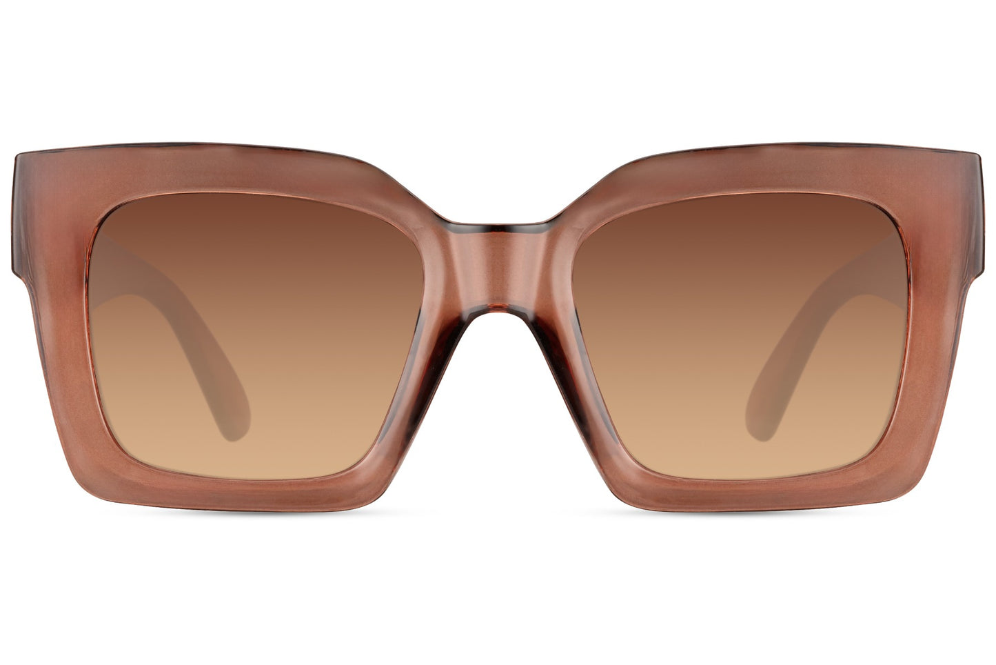 Oversized square sunglasses with brown gradient lenses and bold frame, chic sustainable sunglasses for women perfect for casual and city looks