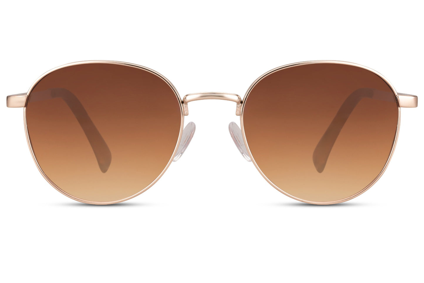 Brown lens round aviator sunglasses with classic metal frame, suitable for daily wear and versatile styling
