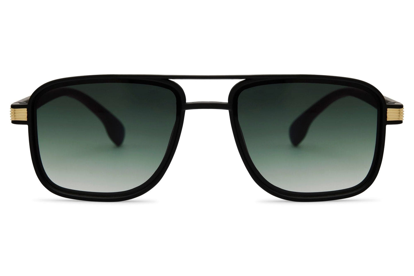 Dark green lens square aviator sunglasses with versatile design suitable for daily wear and travel styling