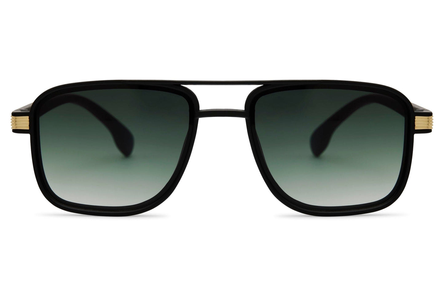 Square aviator sunglasses with green frame and tinted lenses, ideal for outdoor styling and relaxed fashion looks