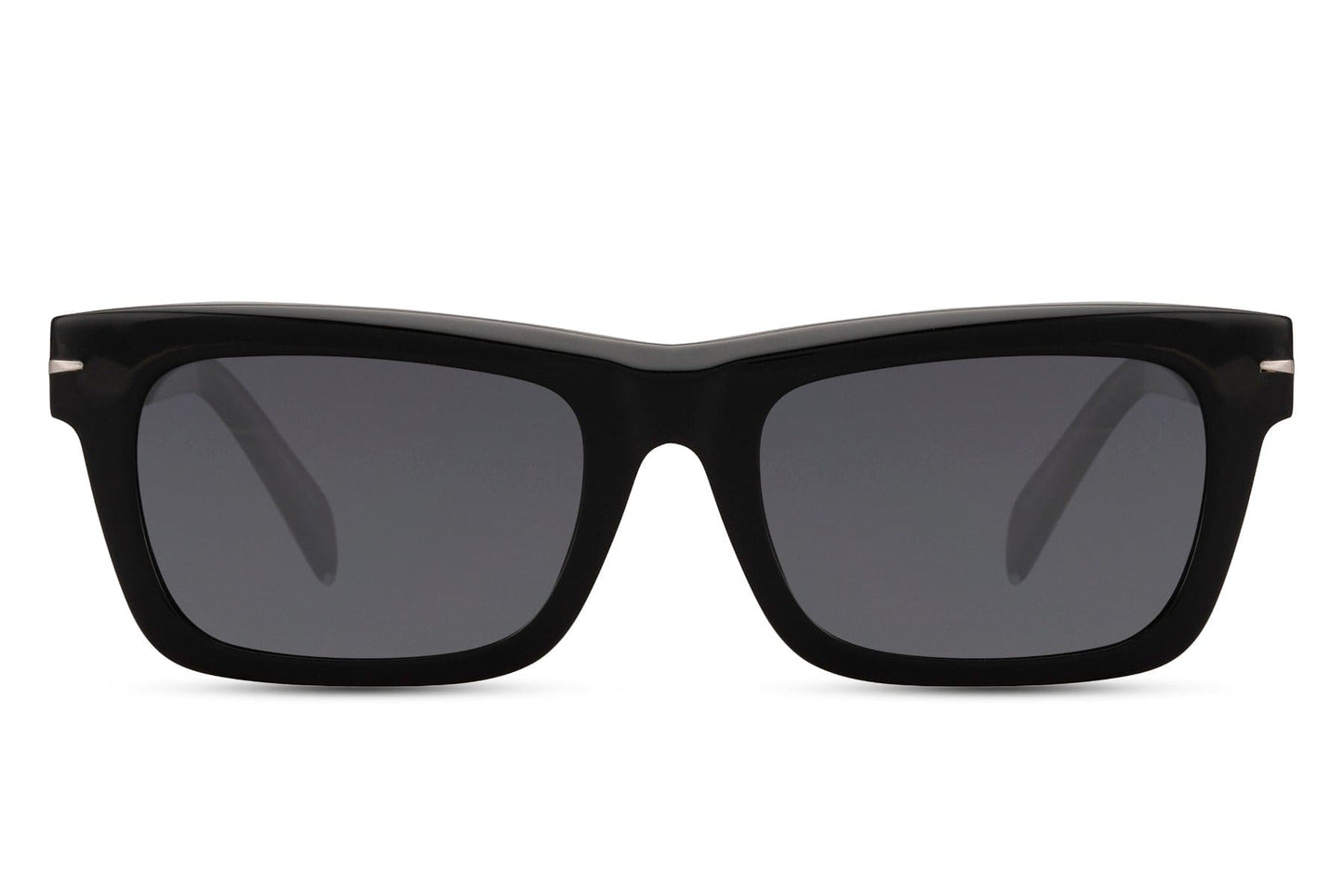 Black rectangle polarized sunglasses by Sunglass Station, unisex luxury eyewear with UV protection and a sleek modern finish