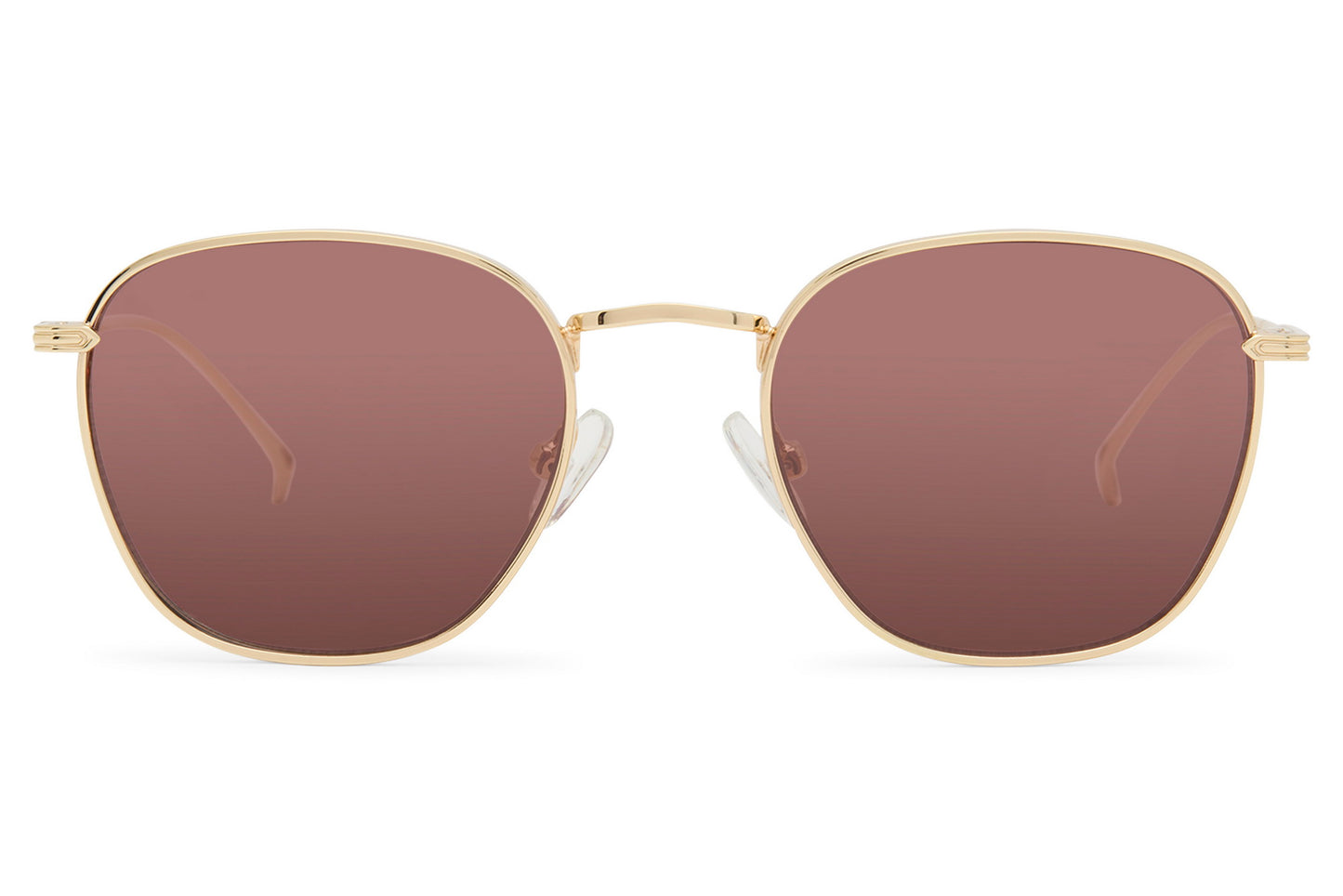 Minimal metal square sunglasses with soft geometric frame and tinted lenses for streetwear and smart casual styling