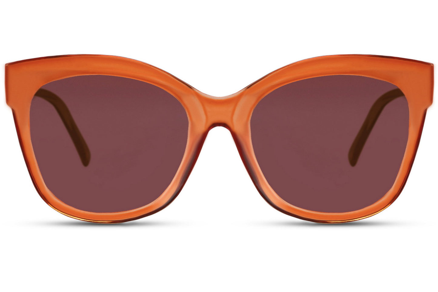 Orange cat eye sunglasses with bold oversized frame creating a standout fashion statement