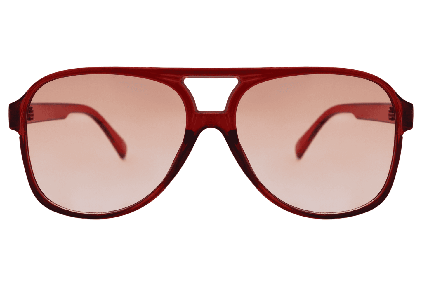 Red tinted aviator sunglasses with a retro design, ideal for bold fashion styling and standout outfits