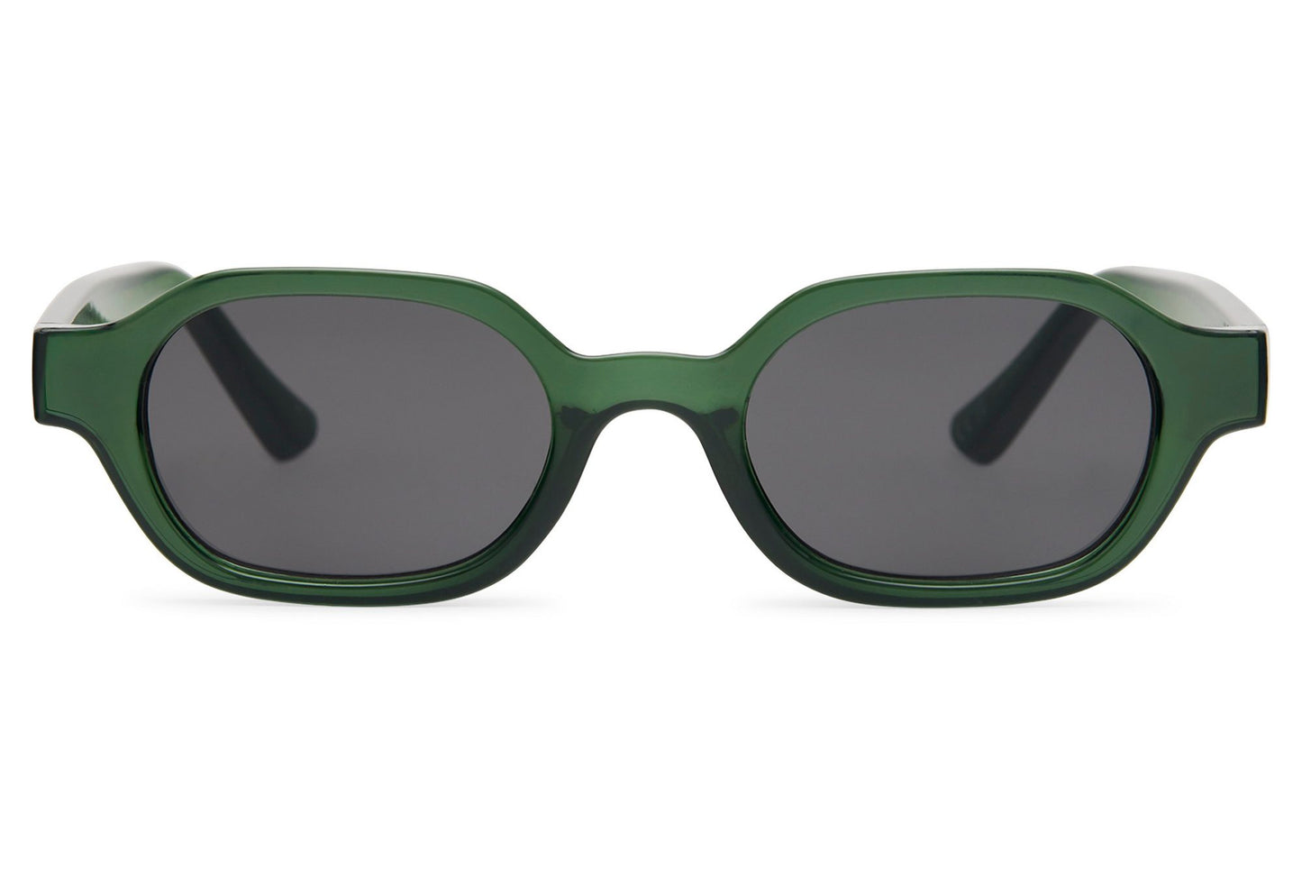 Unisex rectangle sunglasses for men and women with dark green recycled polyester frame and dark green polycarbonate lens – tone-on-tone sustainable retro rectangle shades for city wear and festivals, free delivery across UK and Europe from Sunglass Station