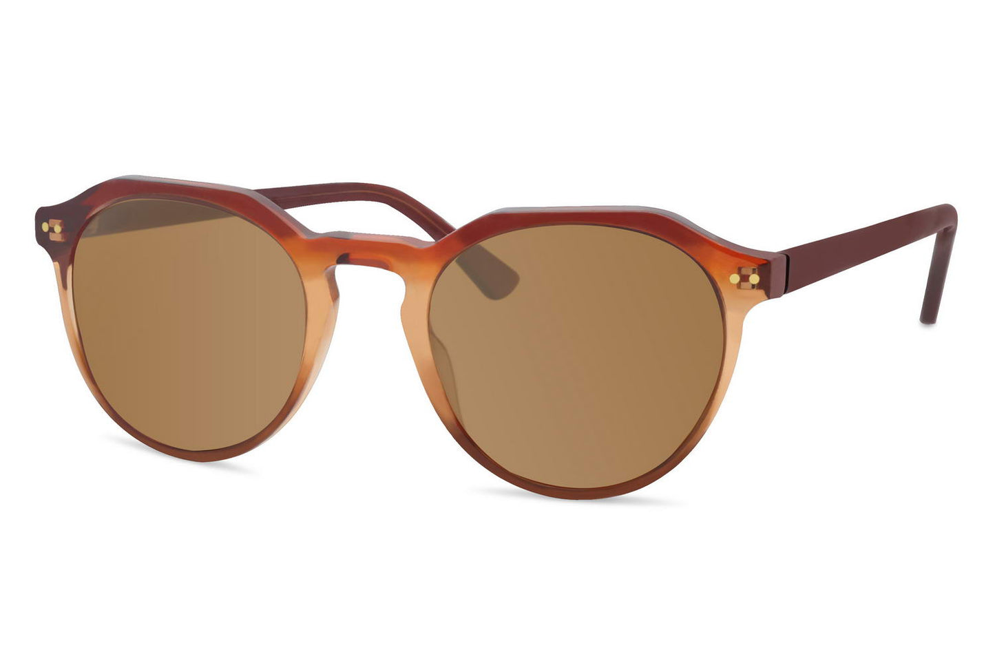 Brown Geometric Round Sunglass