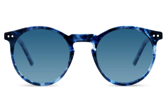 Blue Animal Print Round Sunglass