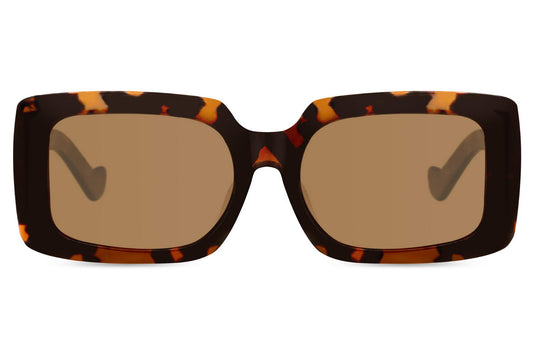 Brown Animal Print Rectangle Sunglass