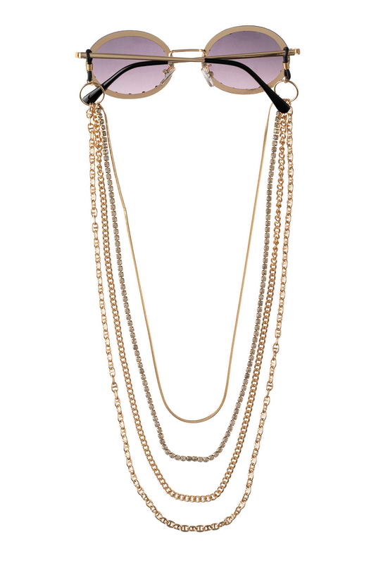 Multi drop Gold Chain Sunglass Necklace