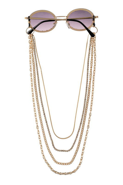 Multi drop Gold Chain Sunglass Necklace