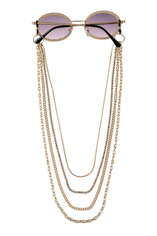 Multi drop Gold Chain Sunglass Necklace