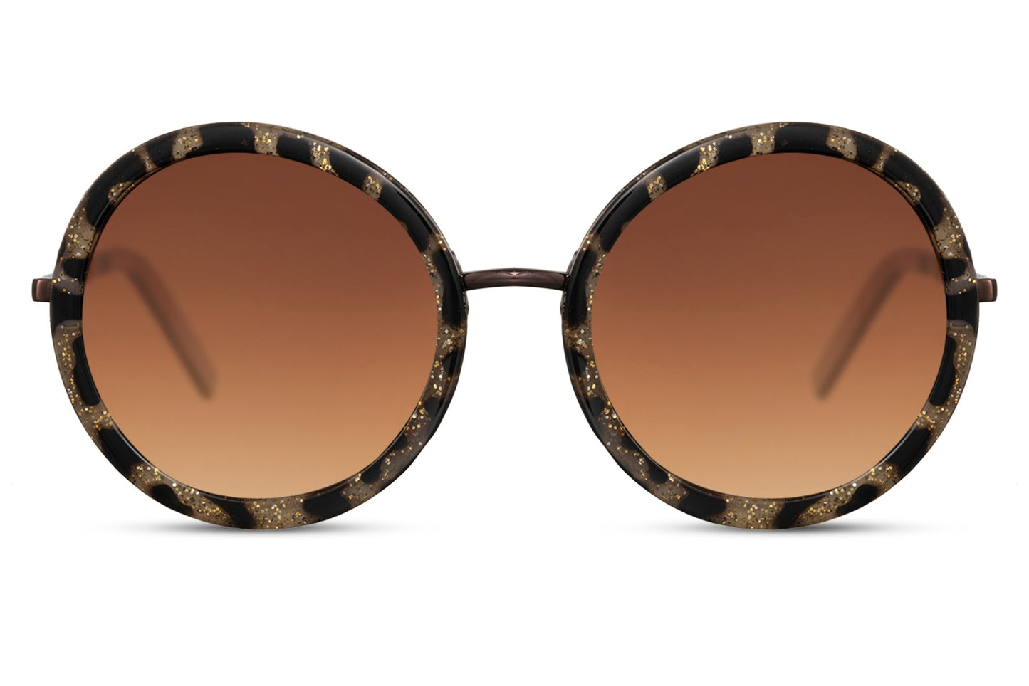 Gafas de sol redondas con montura de leopardo marrón