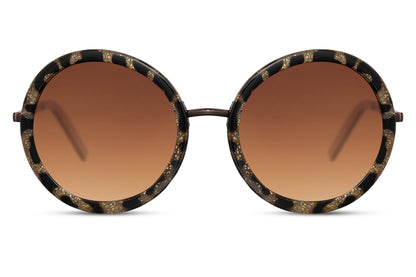 Gafas de sol redondas con montura de leopardo marrón