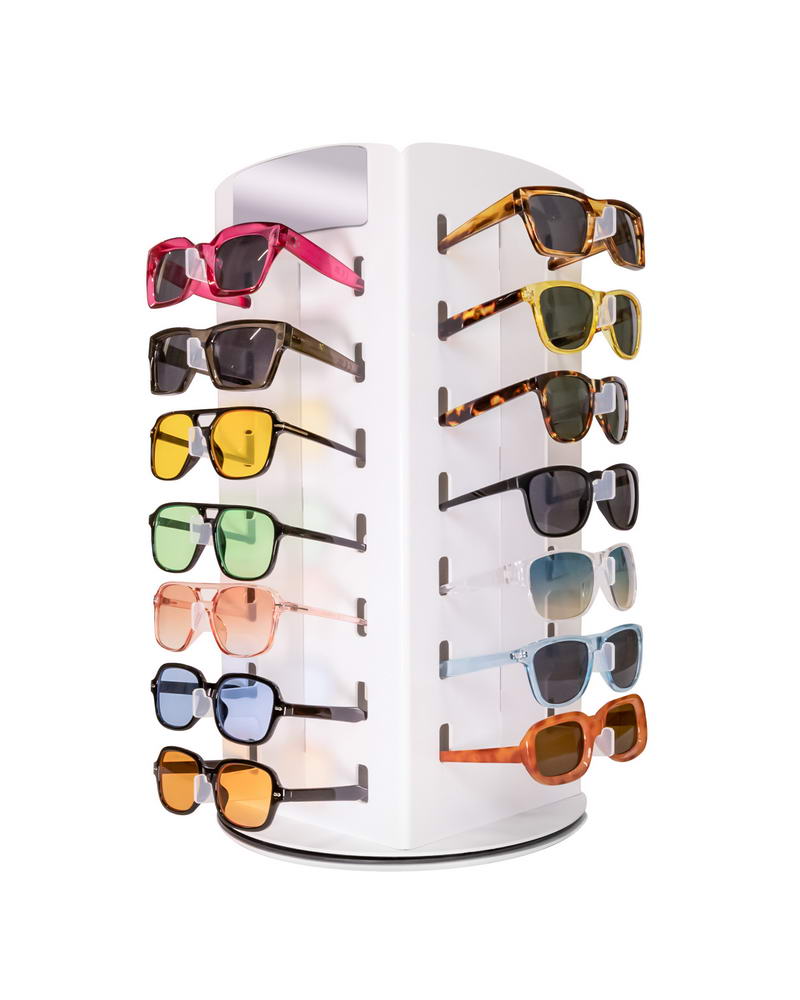 White Counter Display for 28 Sunglasses