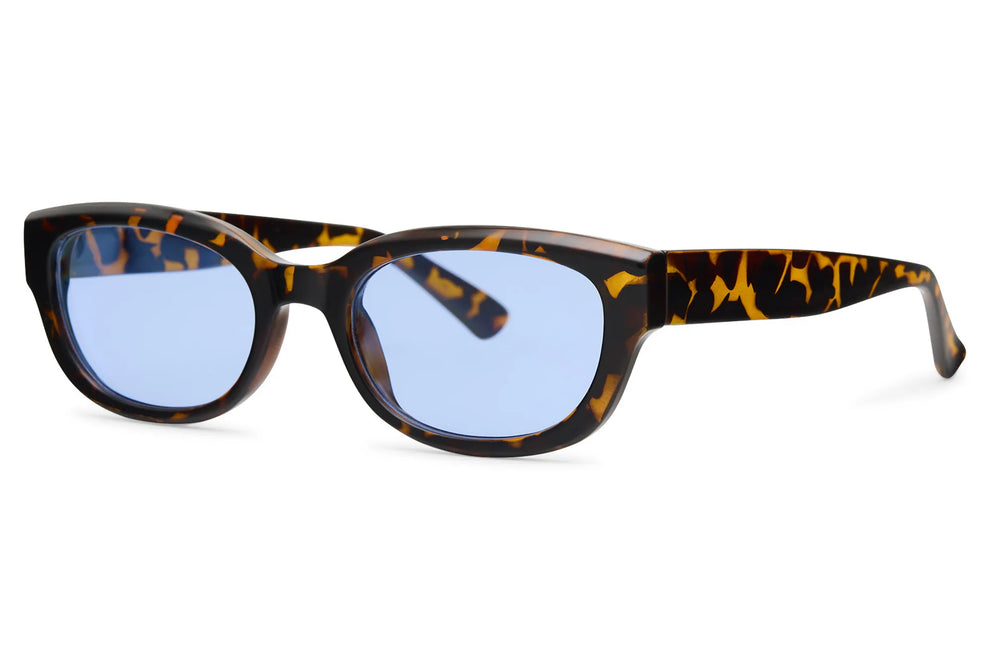 trendy tortoiseshell rectangle sunglasses blue lenses