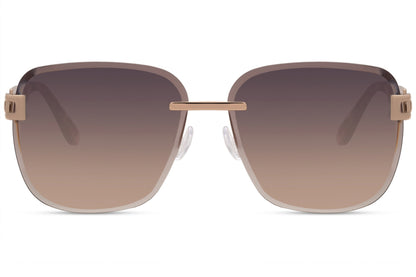 Brown Rimless Oversized Sunglasses