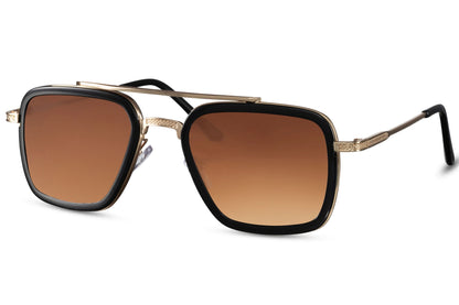 Retro Tinted Brown Square Sunglass