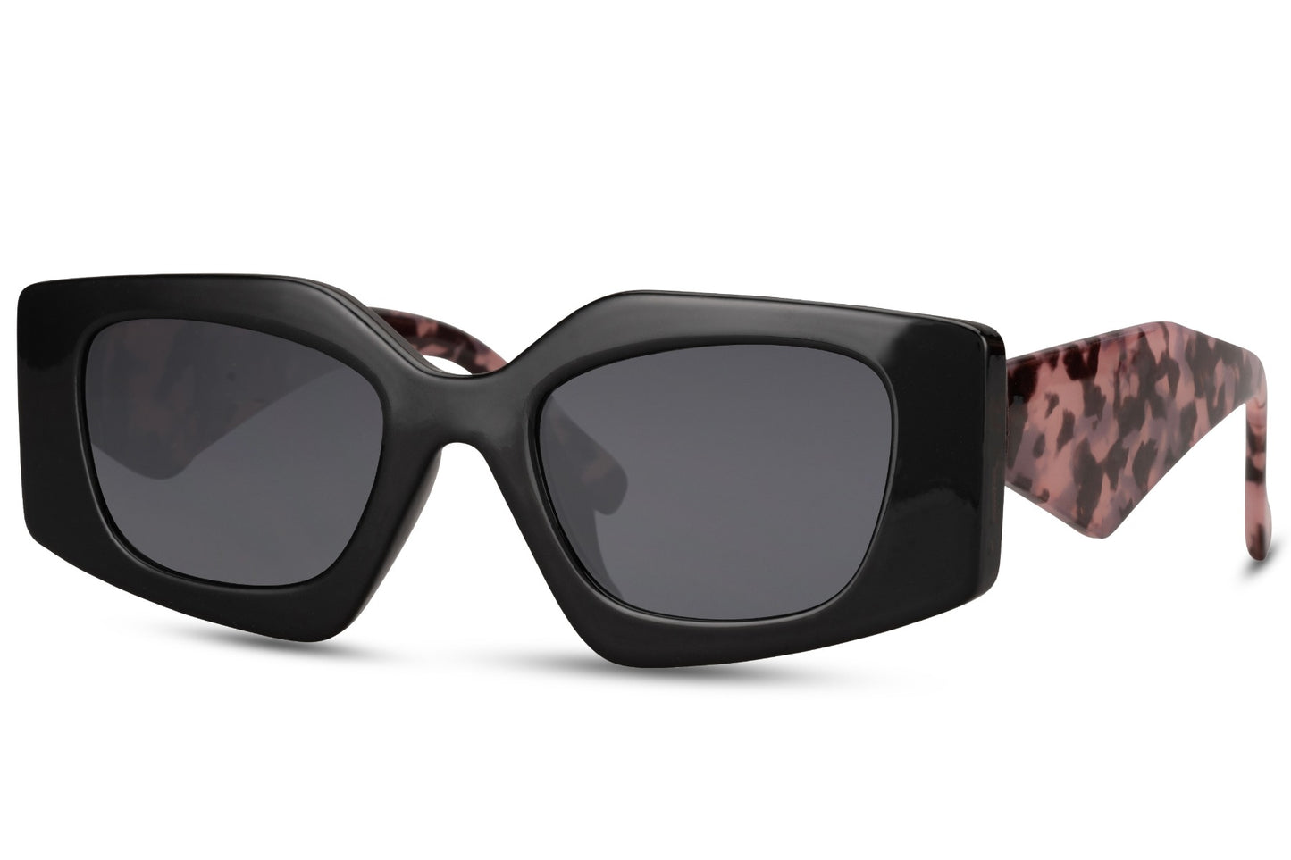 Schildpatt-Sonnenbrille mit kräftigem, eckigem Rahmen