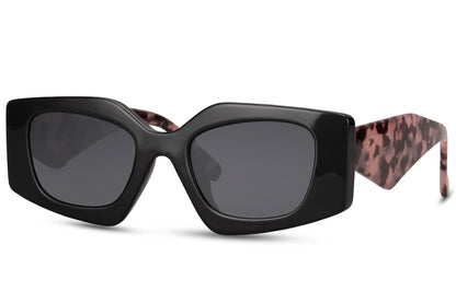 Schildpatt-Sonnenbrille mit kräftigem, eckigem Rahmen