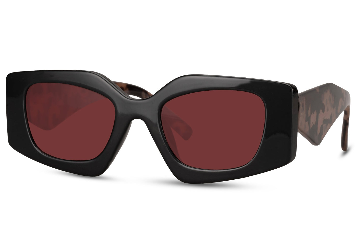 Schildpatt-Sonnenbrille mit kräftigem, eckigem Rahmen