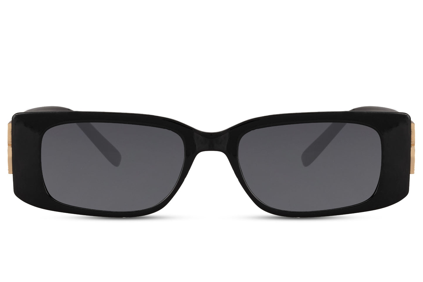 black metal London rectangle party sunglasses — clean slim rectangle with premium metal frame, directional city eyewear for men and women, free delivery across UK & Europe, UV400 