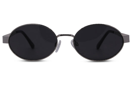 Unisex Black Round Sunglasses