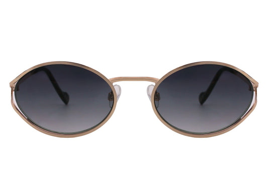 Metallic Frame Round Sunglasses