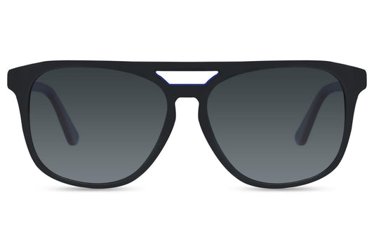 Elevate your eyewear game with our Black Aviator Sunglasses, designed to offer both sophisticated style and exceptional eye protection. Crafted from durable acetate, these sunglasses feature polarized black lenses with 1.1 mm TAC material, reducing glare and enhancing visual clarity. The sleek blue and black frame provides a modern twist on the classic aviator style, making these sunglasses perfect for any occasion, whether you're driving, relaxing outdoors, or hitting the beach.