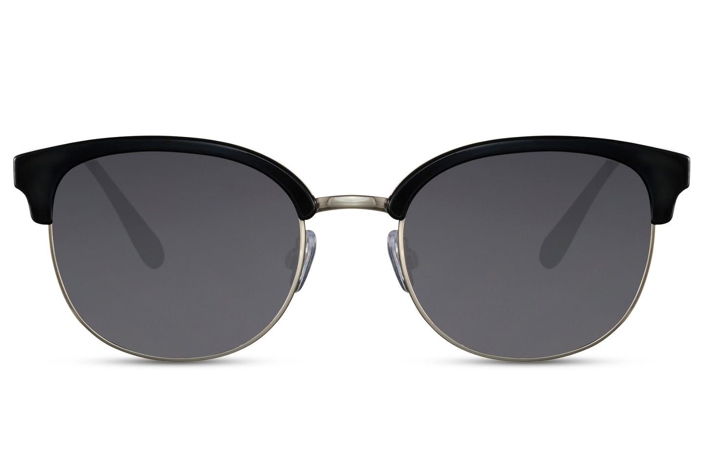 sunglass station classic sophistication with these Black Clubmaster Sunglasses. A perfect fusion of metal and polycarbonate, these sunglasses offer both 100% UV protection and a sleek, retro-inspired design. 