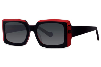 Elevate your style and protect your eyes with our Black &amp; Red Rectangle Sunglasses. Perfect for fashion-forward individuals, these sunglasses feature a bold black frame accented with red highlights, offering a sophisticated and modern look. The polarized lenses provide sharp clarity and reduce glare, making them ideal for outdoor adventures or daily wear.