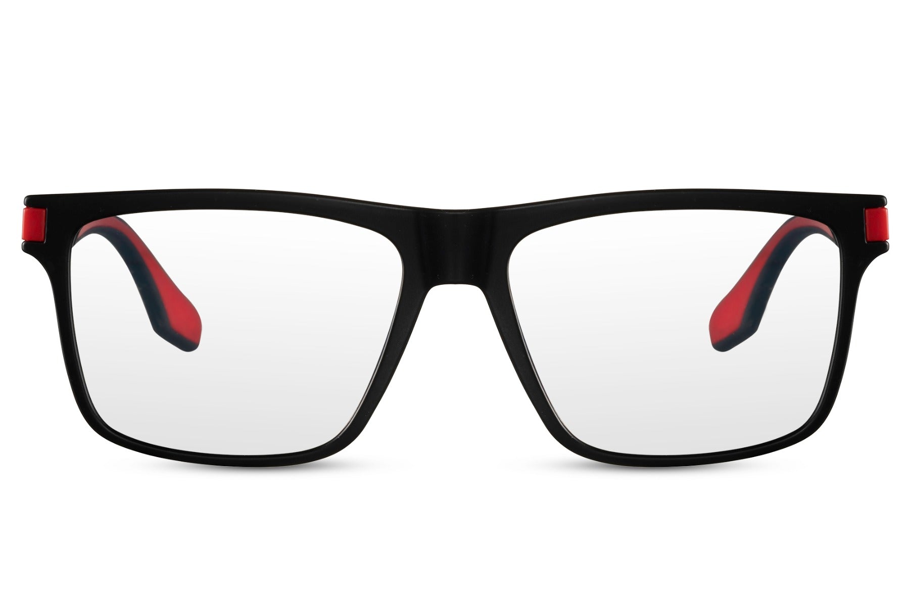 Protect your eyes in style with our Black & Red Wayfarer Blue Light Filter Eyeglasses. Designed for those who spend long hours in front of screens, these glasses help reduce eye strain and improve visual comfort. With a sleek black frame highlighted by vibrant red accents, they offer a modern and fashionable look perfect for work or leisure