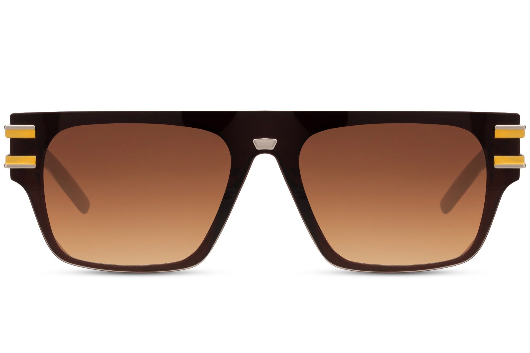 Add a bold touch to your eyewear collection with these Brown  Square Sunglasses. Combining modern metal and polycarbonate materials with a sleek square frame design, these sunglasses offer 100% UV protection, ensuring both style and eye safety. Perfect for any outdoor occasion, these sunglasses provide a high-fashion look while shielding your eyes from harmful sun rays.