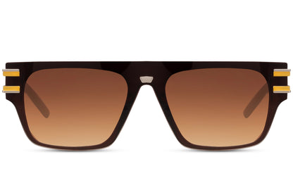 Add a bold touch to your eyewear collection with these Brown  Square Sunglasses. Combining modern metal and polycarbonate materials with a sleek square frame design, these sunglasses offer 100% UV protection, ensuring both style and eye safety. Perfect for any outdoor occasion, these sunglasses provide a high-fashion look while shielding your eyes from harmful sun rays.