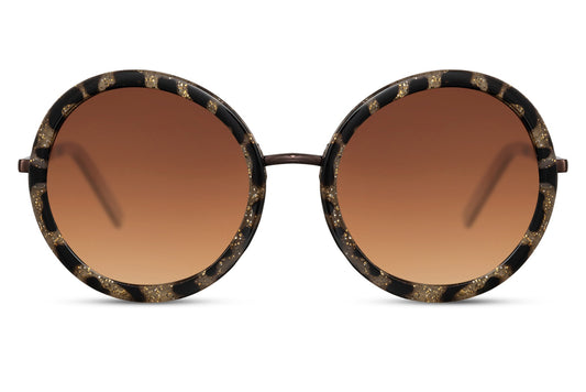 Brown Leopard Print Frame Round Sunglasses